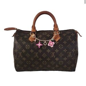 Louis Vuitton Brown Speedy 30 with Pink Charm